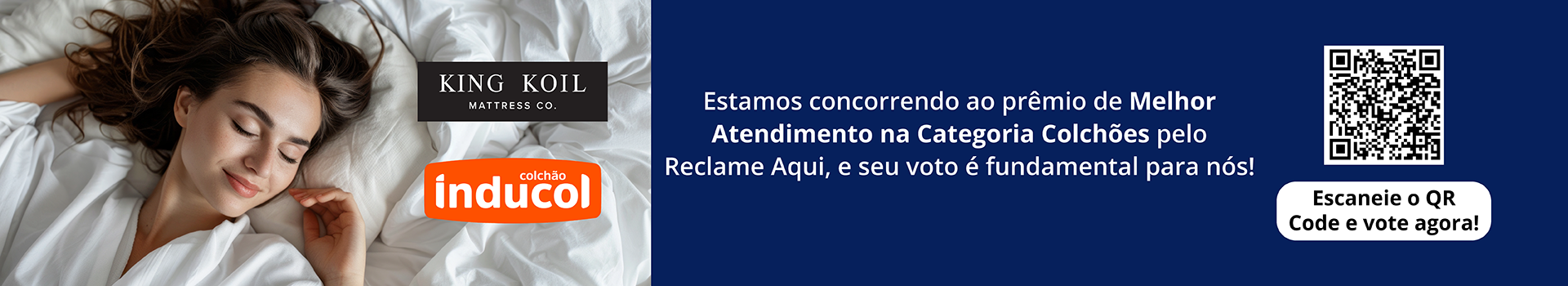 Estamos concorrendo ao prêmio de Melhor Atendimento na Categoria Colchões pelo Reclame Aqui, e seu voto é fundamental para nós!